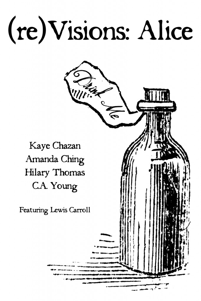 Bottle and text for cover of (re)Visions Alice